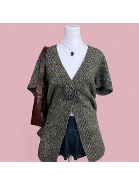 y2k green marbled boho granola fairy grunge cardigan top